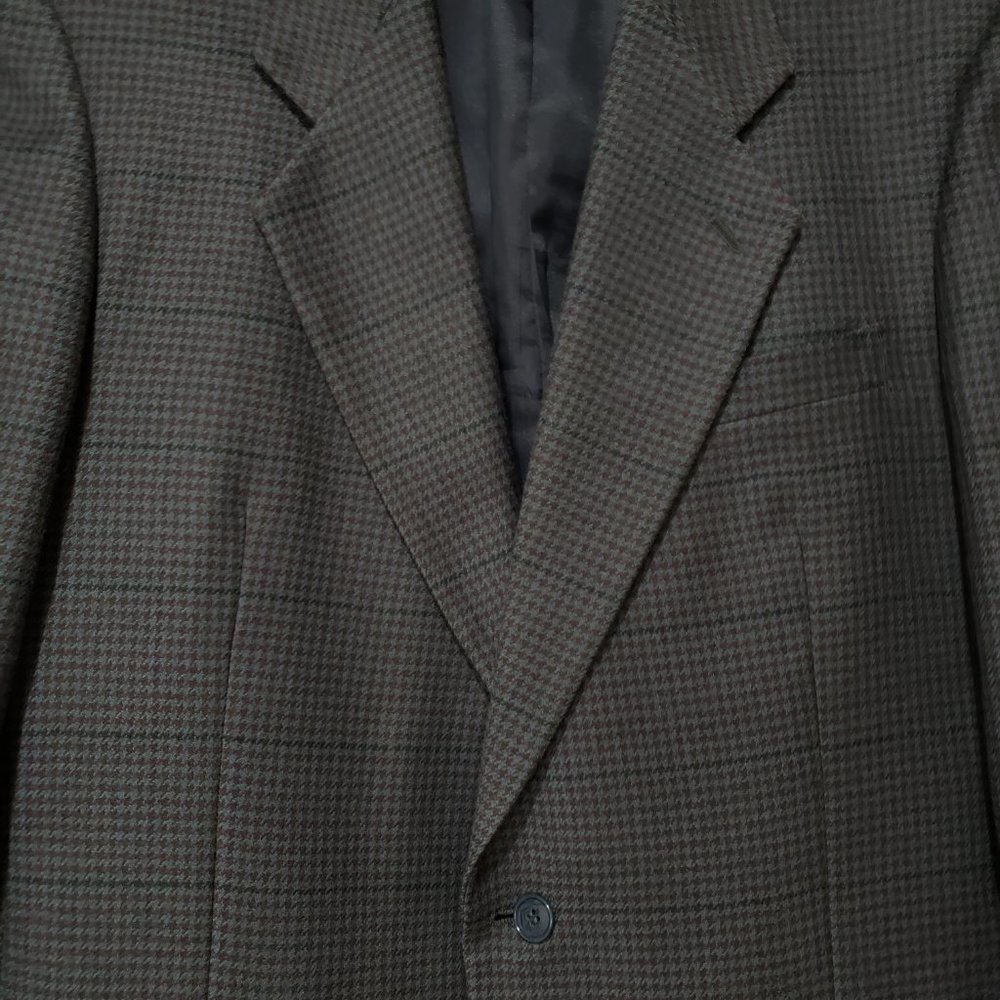 Vintage Lord & Taylor Albert Nipon Men Wool Jacket Fitted Check Blazer 42R - Picture 7 of 13